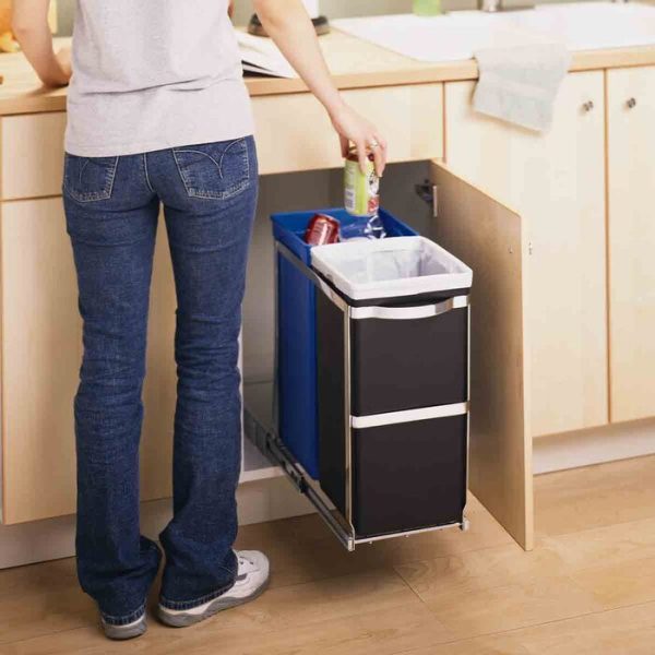 35 Liter   9.3 Gallon Under Counter Kitchen Cabinet Pull-Out Recycling Bin and Trash Can on Sale - Image 2