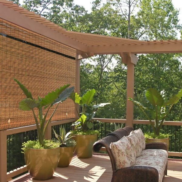 96 W x 72 L Fruitwood Semi-Sheer Outdoor Roll-Up Shade For Cheap - Image 4