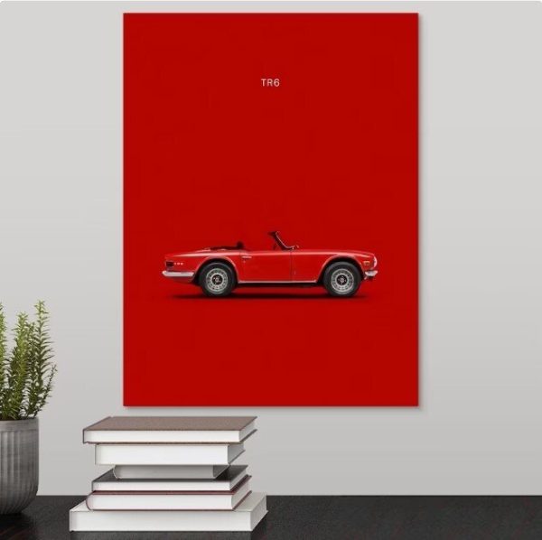 Triumph TR6 Red Canvas Wall Art Print, 30 x 40 Fashion - Image 2