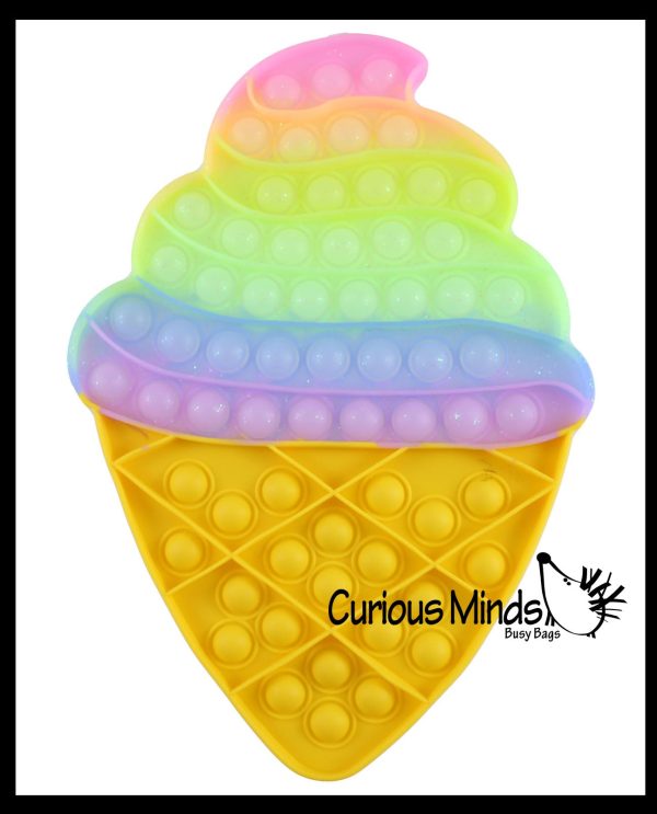 LAST CHANCE - LIMITED STOCK - SALE  - Jumbo Ice Cream Cone Theme Bubble Pop Game - Glitter Rainbow Big Huge Silicone Push Poke Bubble Wrap Fidget Toy - Press Bubbles to Pop - Bubble Popper Sensory Stress Toy Cheap - Image 3