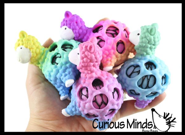 Rainbow Alpaca Squishy Color Changing Gel Doh Blob Mesh Ball with Soft Web - Squishy Fidget Ball on Sale