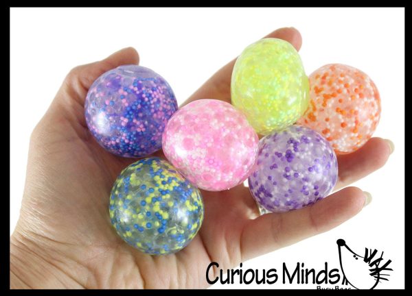 BULK - WHOLESALE -  SALE - Individually Wrapped Small Amazing 1.5  Confetti Bead with Thick Gel Mold-able Stress Ball - Ceiling Sticky Glob Balls - Squishy Gooey Shape-able Squish Sensory Squeeze Balls Supply - Image 4