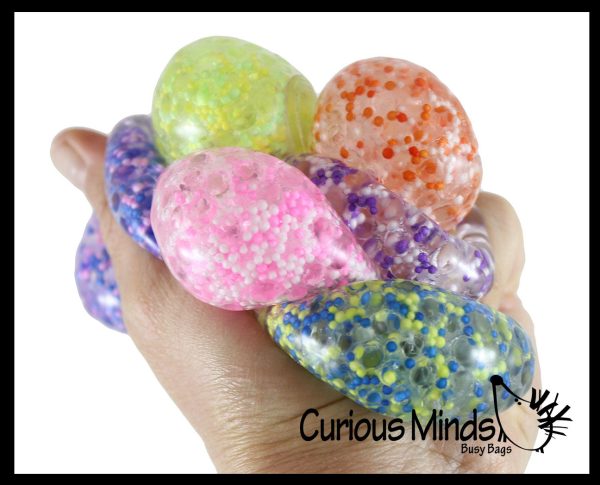 BULK - WHOLESALE -  SALE - Individually Wrapped Small Amazing 1.5  Confetti Bead with Thick Gel Mold-able Stress Ball - Ceiling Sticky Glob Balls - Squishy Gooey Shape-able Squish Sensory Squeeze Balls Supply